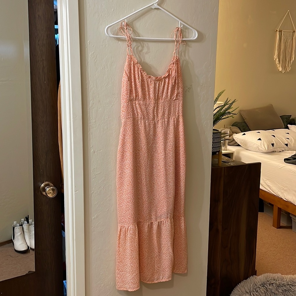 Abercrombie Peach floral midi dress XS